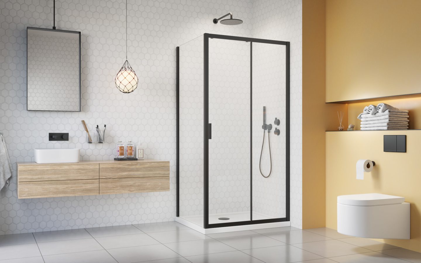 Cabină de duș Alienta Black DWJ+S