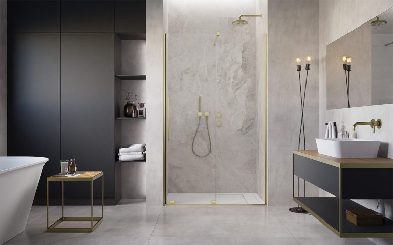 Раздвижные двери в нишу Furo Brushed Gold DWJ