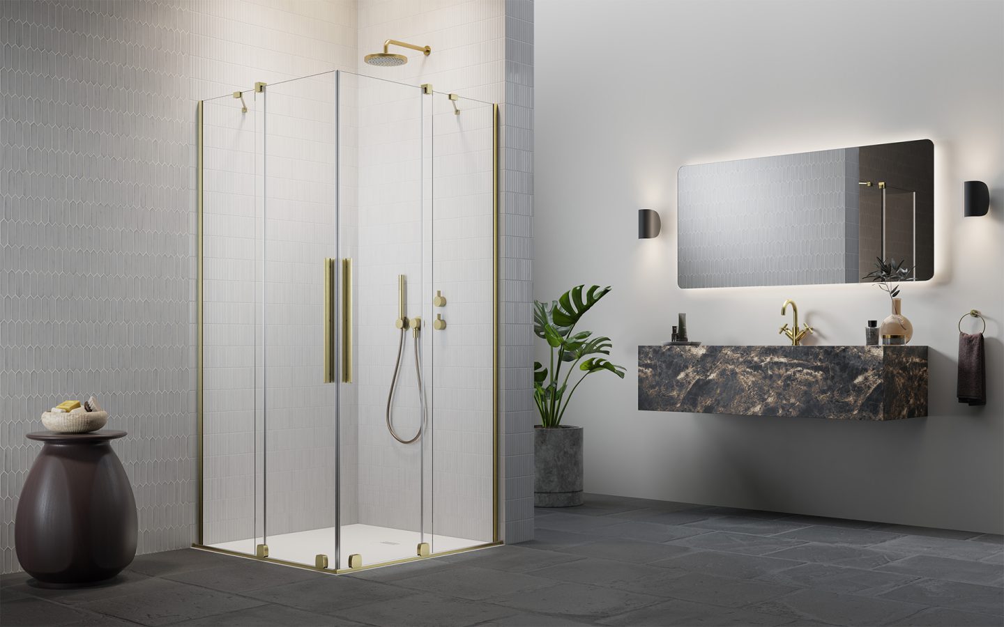 Cabină de duș Furo Brushed Gold KDD