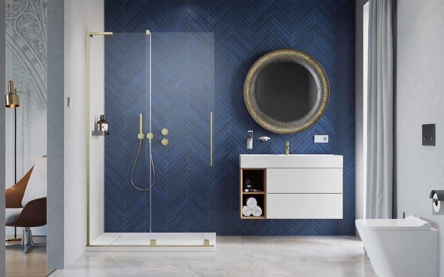 Furo SL Brushed Gold Walk-in