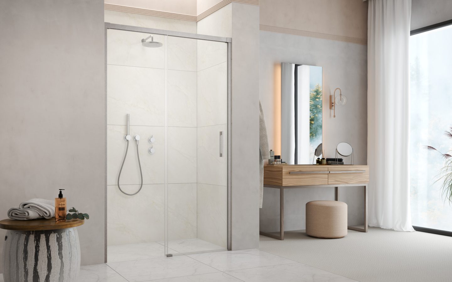 Раздвижные двери в нишу Idea Brushed Nickel DWJ