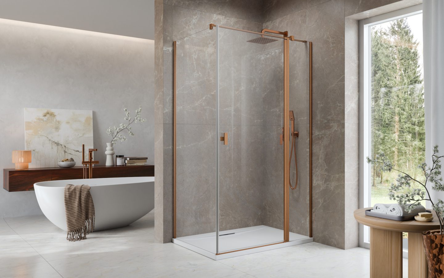 Cabina de duș Nes Brushed Copper KDJ II