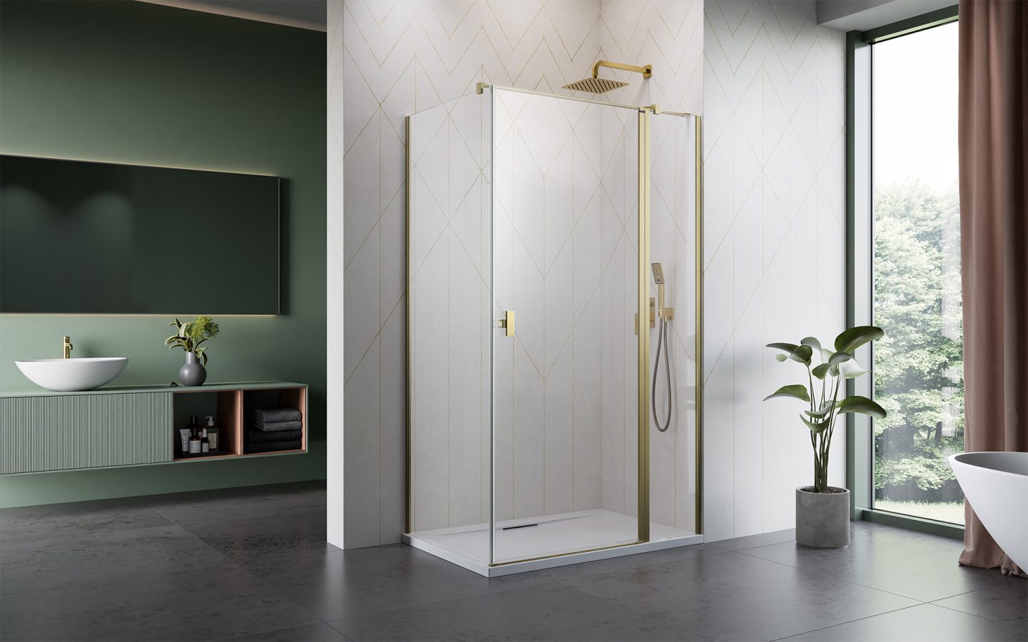 Cabina de duș Nes Brushed Gold KDJ II