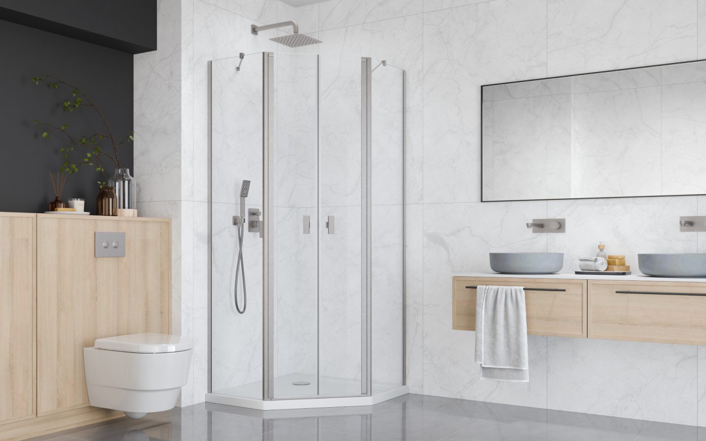 Cabină de duș Nes Brushed Nickel PTD